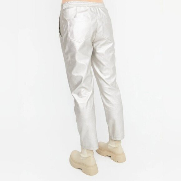 Ozai N Ku Silver Metallic High Waist Gloss Jeans Size XL New - Picture 10 of 10
